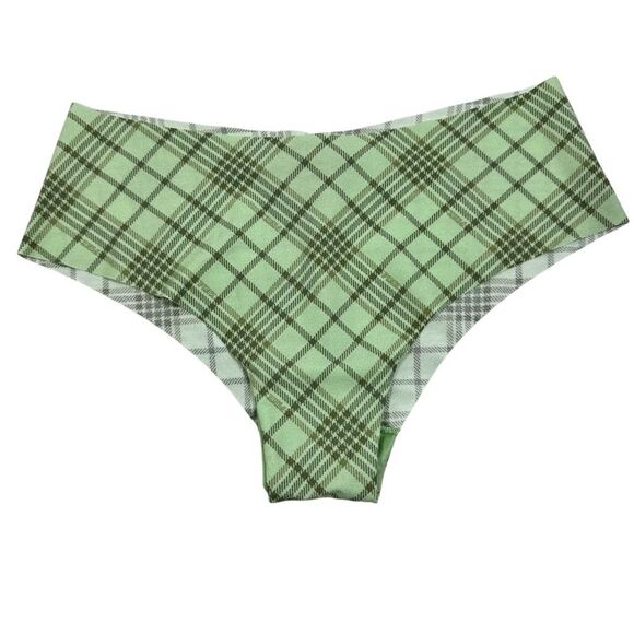 NWT VICTORIA'S SECRET PINK GREEN PLAID SEAMLES‎ CHEEKSTER PANTY MEDIUM - Picture 1 of 4